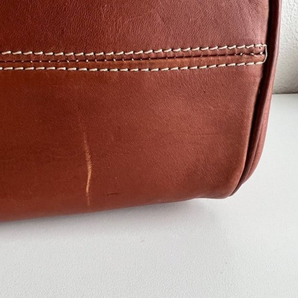 Vintage i Borsai Iborsai Chestnut Brown Leather Shoulder Bag Italy Long Straps - Picture 11 of 12